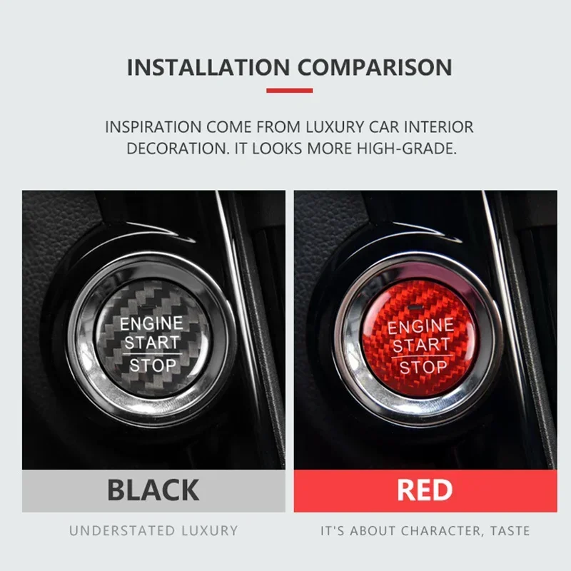 For Honda Vezel Car Engine Start Stop Button Cover Real Carbon Fiber Sticker 2015 2016 2017 2018