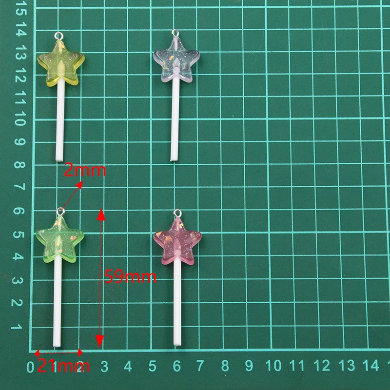 10Pcs Cute Mini Star Lollipop Resin Charms for Jewelry Making Simulation Candy Pendants DIY Earrings Keychains Crafts Findings