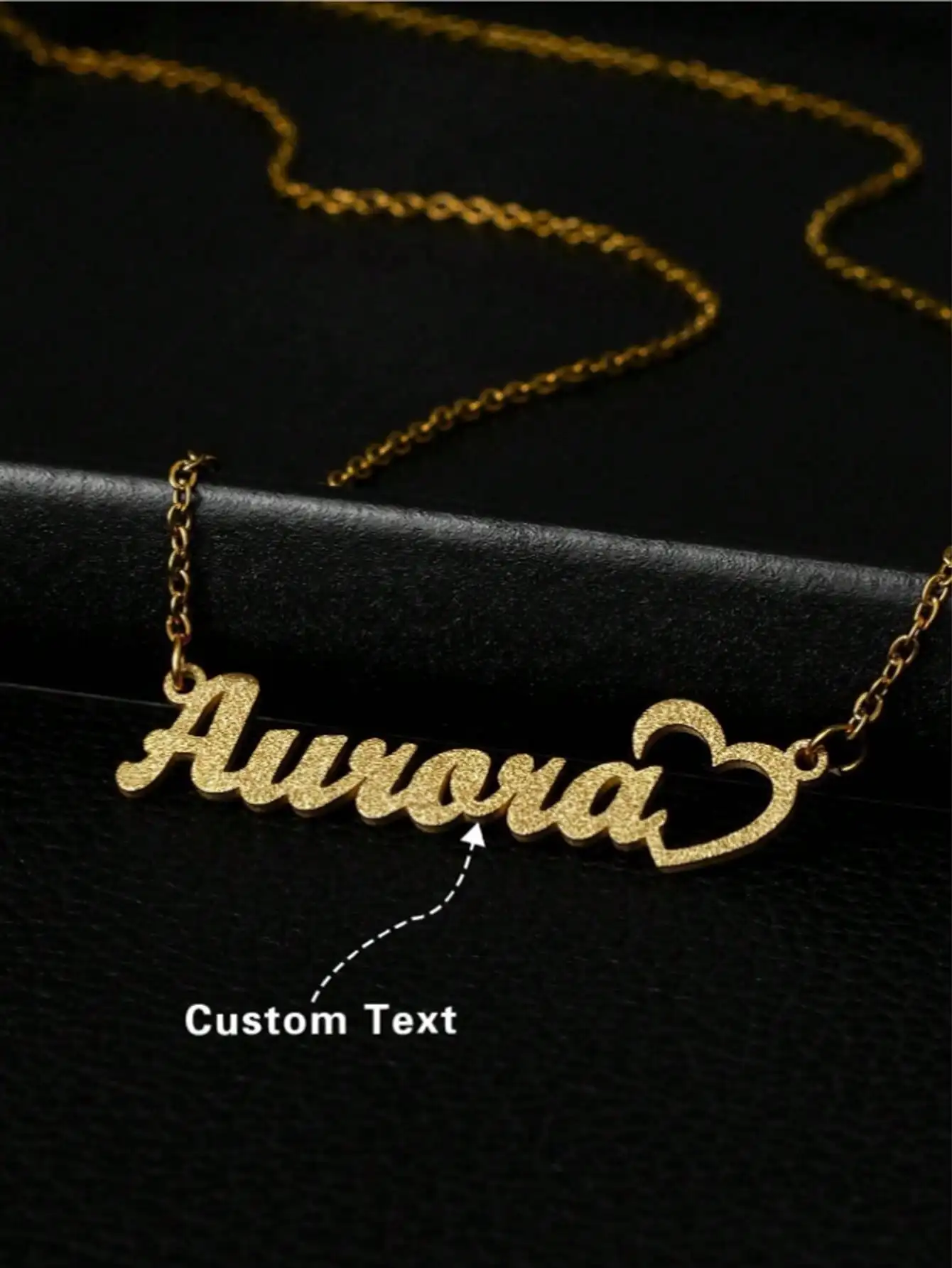 

DOREMI Custom Name Necklace with Heart Charm Frosted Sparkle Finish O Chain Stainless Steel Personalized Jewelry Gift for Wome