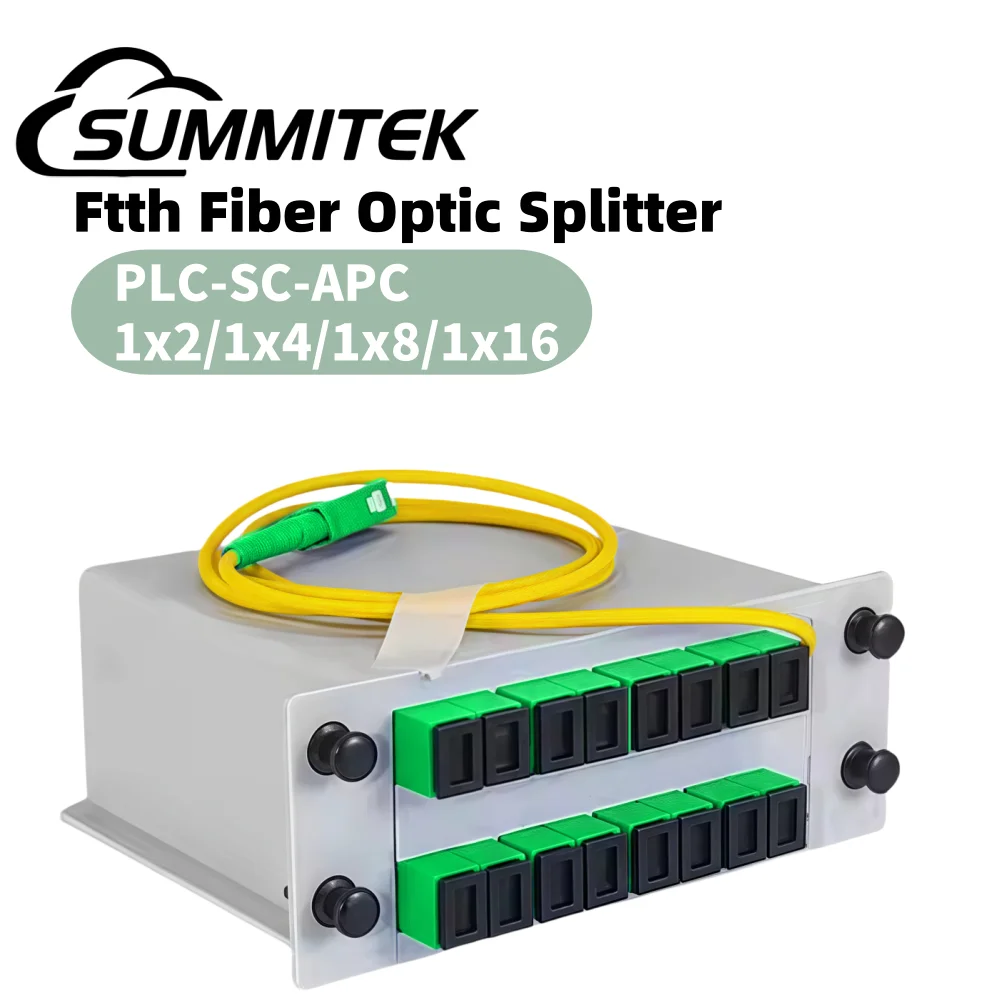 

SUMMITEK Fiber Optic Splitter SC APC Cassette Box Plug-in Type 1X2 1X4 1X8 1X16 FTTH Fiber Optical Coupler Splitter With Cord