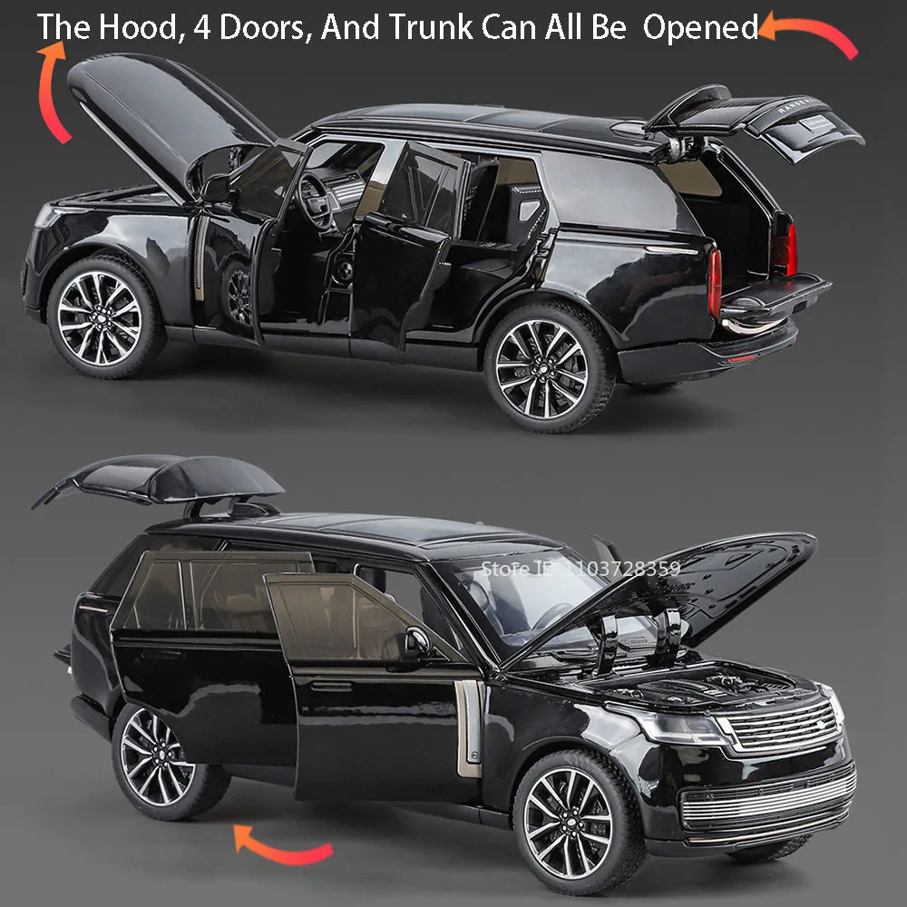 1:32 모델 장난감 자동차 랜드로버 레인지로버 SV 합금 다이캐스트 디펜더 오프로드 차량 사운드 라이트 후진 도어 개폐 가능 남자아이 선물