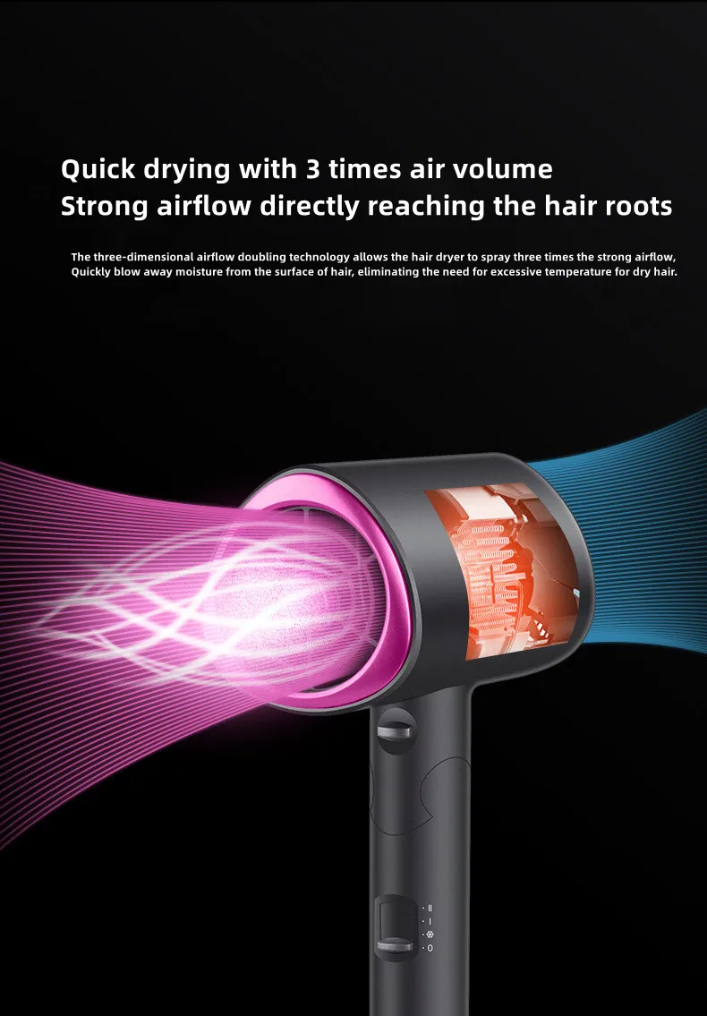 EU/UK/US New Product Hair Dryer Eu/Us Plug-In Foldable High-Speed Strong Negative Ion Household Hair Salon Portable Hair Dryer