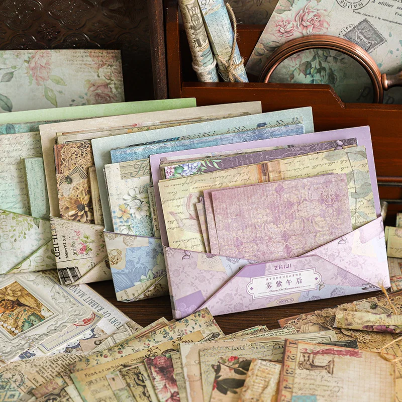 Mr. Paper, 100pcs/bag, vintage material paper, decorative scrapbook, diary, photo frame, removable collage, base card paper