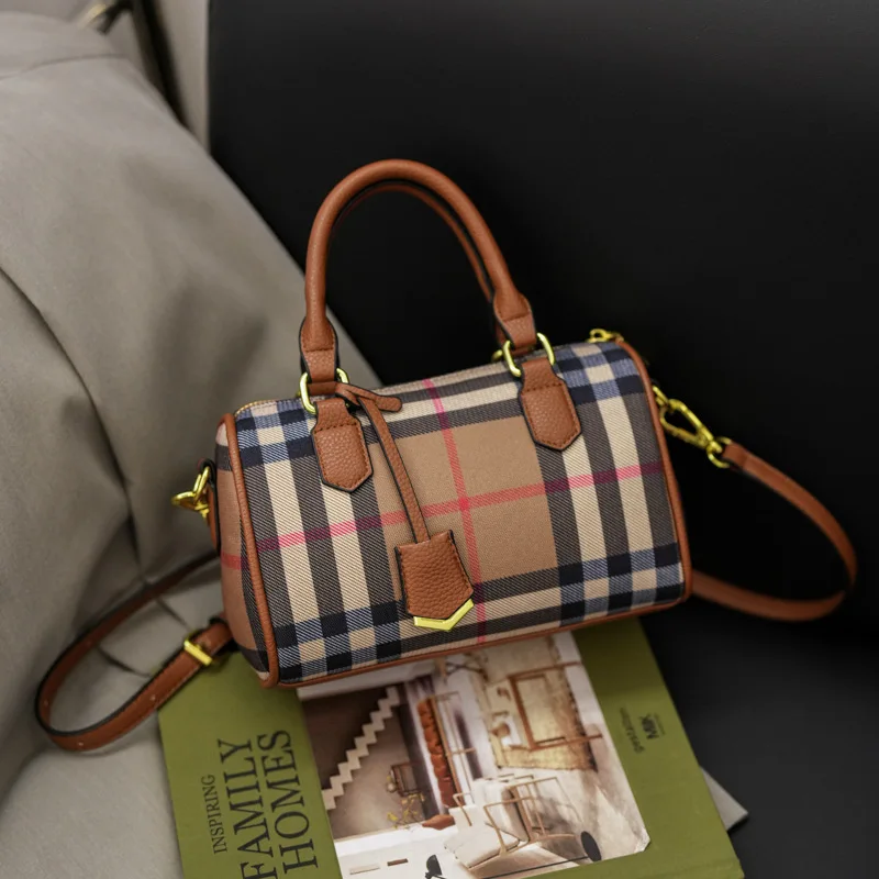 حقيبة يد عصرية فاخرة متعددة الاستخدامات لعام 2025، حقيبة نسائية أنيقة بكتف واحد وكتف متقاطع حقيبة وسادة بوسطن مربعات #1