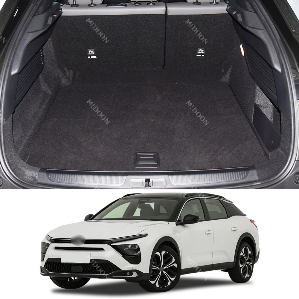 MIDOON For Citroen C5X 2021 2022 2023 2024 Car Trunk Mat Cargo Liner PU Leather Full Cover Waterproof Interior Accessories
