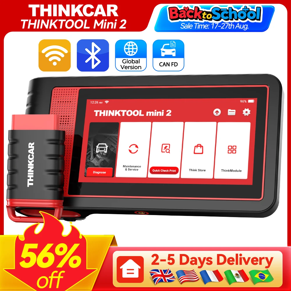 THINKCAR THINKTOOL MINI 2, автомобильный диагностический инструмент CANFD Obd2, сканер, двунаправленный инструмент сканирования, 28, сброс, полная диагностика системы FCA