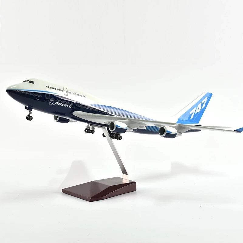 Display Plane 47cm 1:150 Scale Airplane Model B747 Prototype Aircraft Resin 747 with Light Decoration for Collections