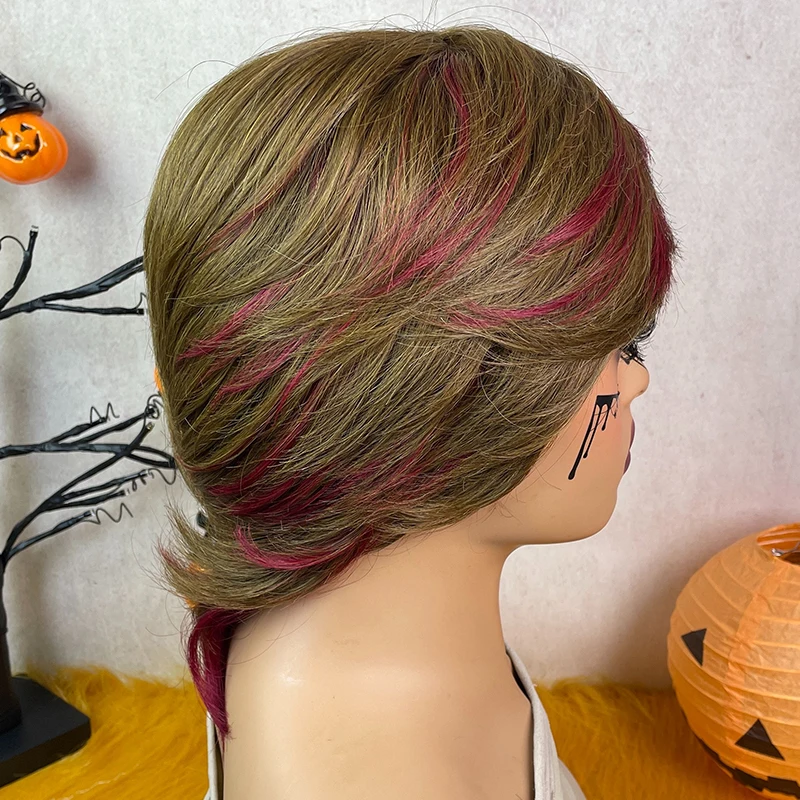 Cheapest Pixie Cut Wigs Human Hair Brazilian Remy Hair 4/99J Pixie Cut Wig Human Hair Fashion Full Machine Made Wig On Sale