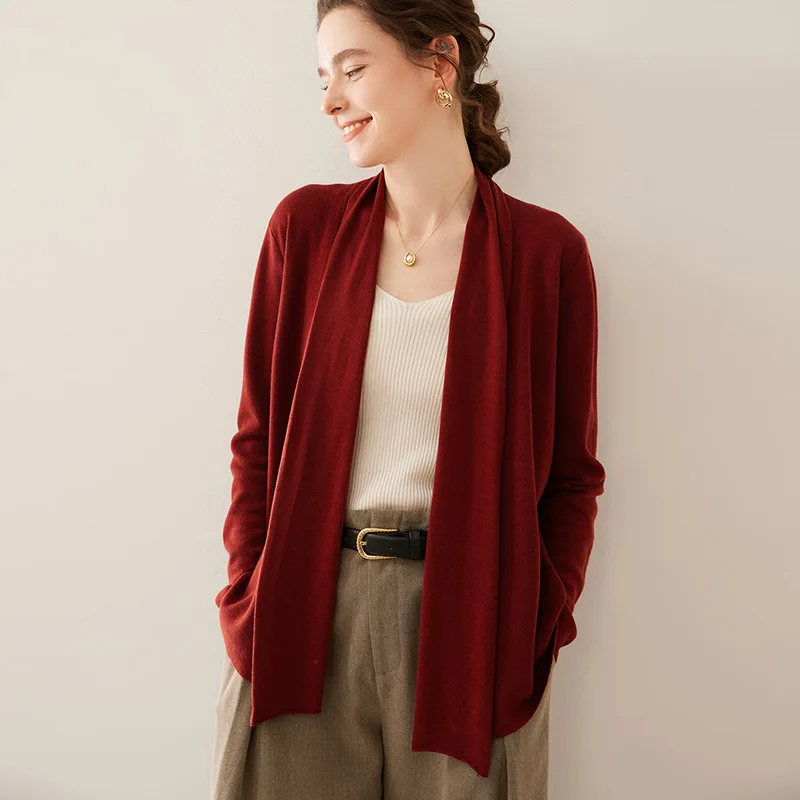 Winsleter-5% แคชเมียร์ 5% ผ้าไหมElegantเสื้อกันหนาวผู้หญิงแขนยาวVคอ,หลวมบางถักเสื้อสเวตเตอร์ถัก,2025 ฤดูใบไม้ร่วงใหม่T58247CC