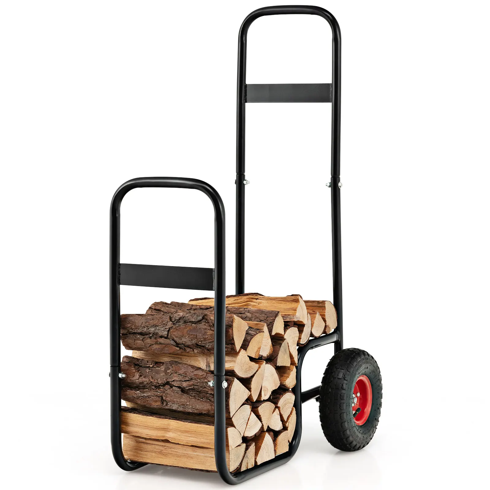 Fireplace Wood Carts Metal Firewood Carts with Wheels up to 100 kg, Wood Carts for Fireplace Wood Firewood Chimney Wood Shelf