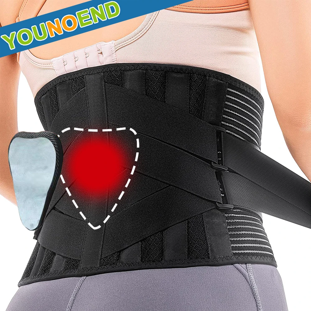 

YOUNEND Adjustable Waist Lumbar Support Breathable Back Brace Lower Back Belt Straps - Instant Pain Relief for Herniated Disc