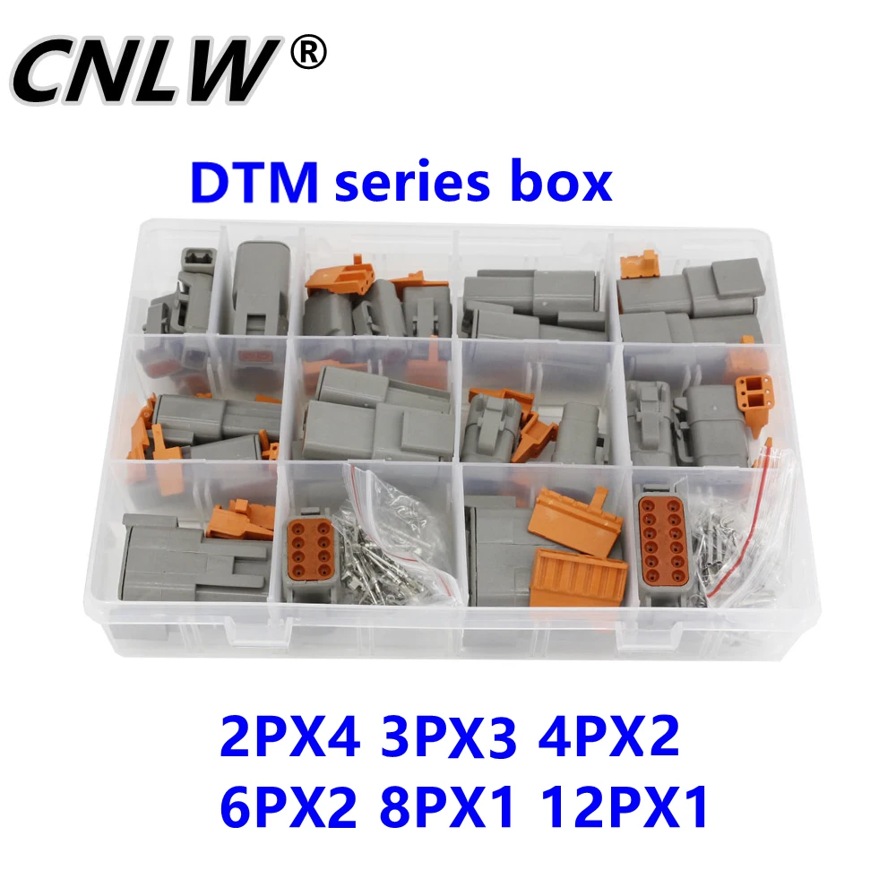 13 Sets DTM Waterproof Wire Connector Kit DTM06-2/3/4/6/8/12S DTM04-2/3/4/6/8/12P Automotive Sealed Plug with Terminals