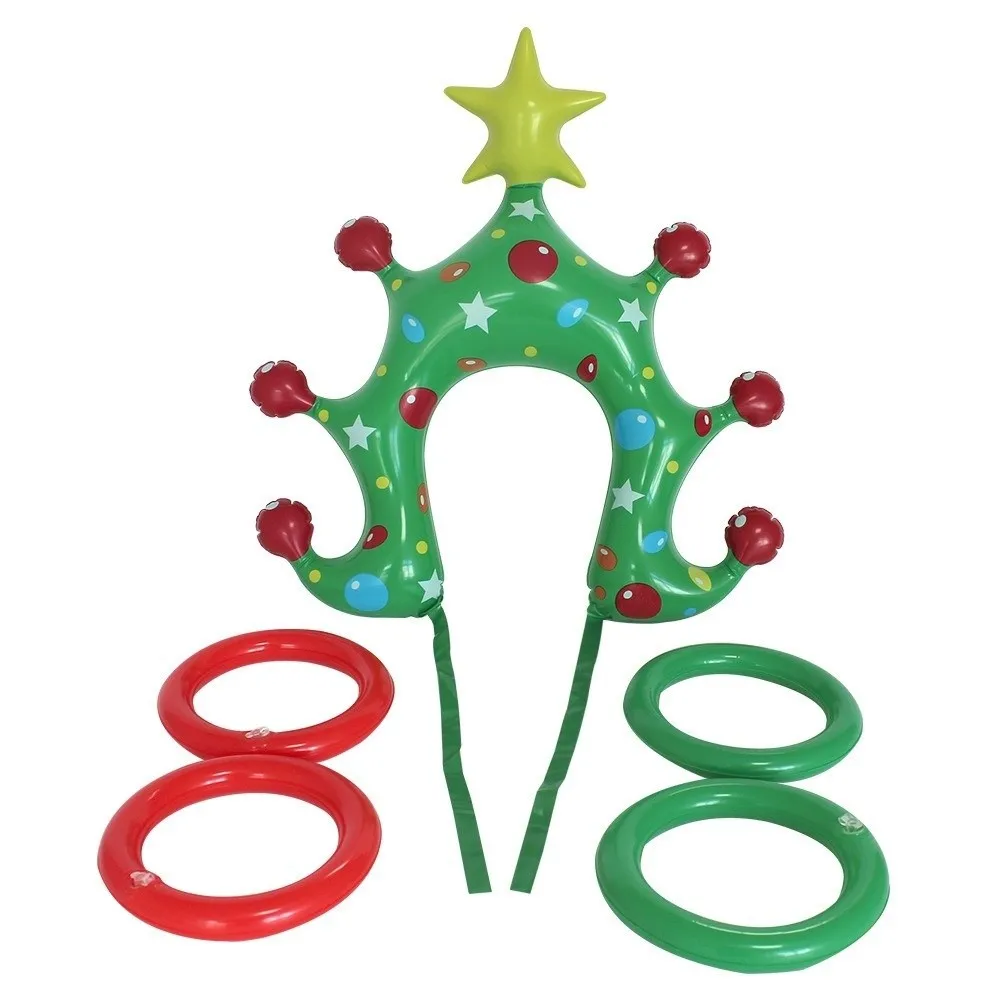 Bandeau gonflable pour arbre de noël, jeux de carnaval sur le thème de noël, jouet de lancer, jeu de lancer d'anneau en PVC, ensemble de jeux d'arrière-cour