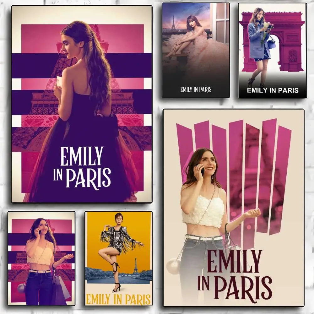 tv series E-Emily In Paris-S Poster Minimalist Wall Sticker for Cafe Office Bar Home Decor and Gift
