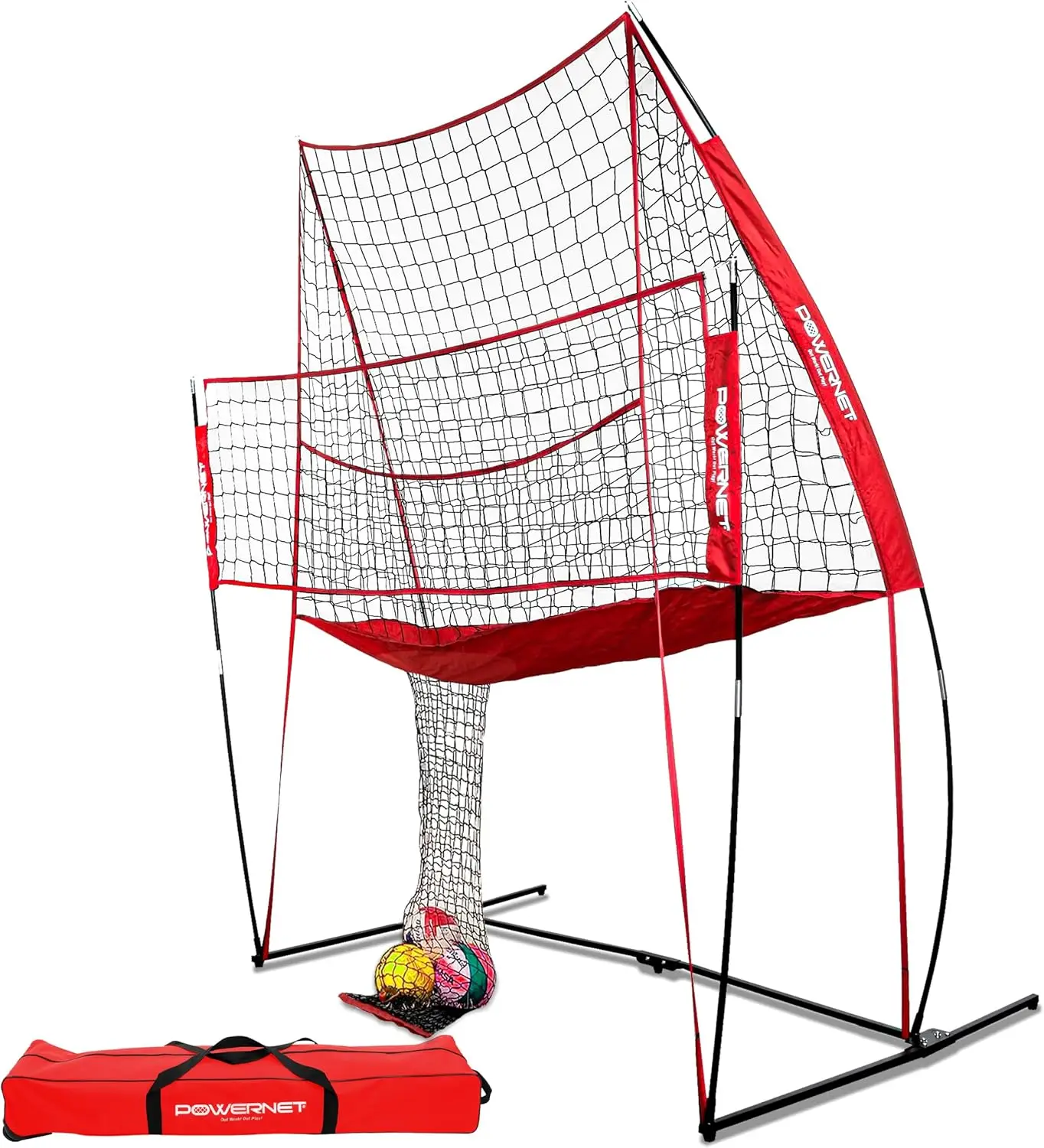 Volleyball Practice Net Station, 8 ft Wide by 11 ft High, Ball Return, Great for Hitting and Serving Drills, Perfect for Team or