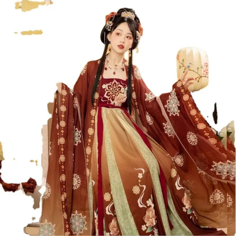 تنورة هانفو كبيرة الحجم للسيدات السمين مم تانغ نهر الرياح على الطراز الصيني بدلة خرافية يومية رفيعة مناسبة للربيع والصيف