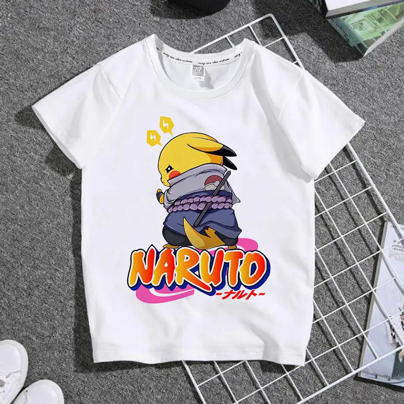 Pikachu Naruto T-shirt for Boys' Short-sleeved, Versatile, Fashionable, Stylish Summer Clothing, Brotherly Outfit, Trendy