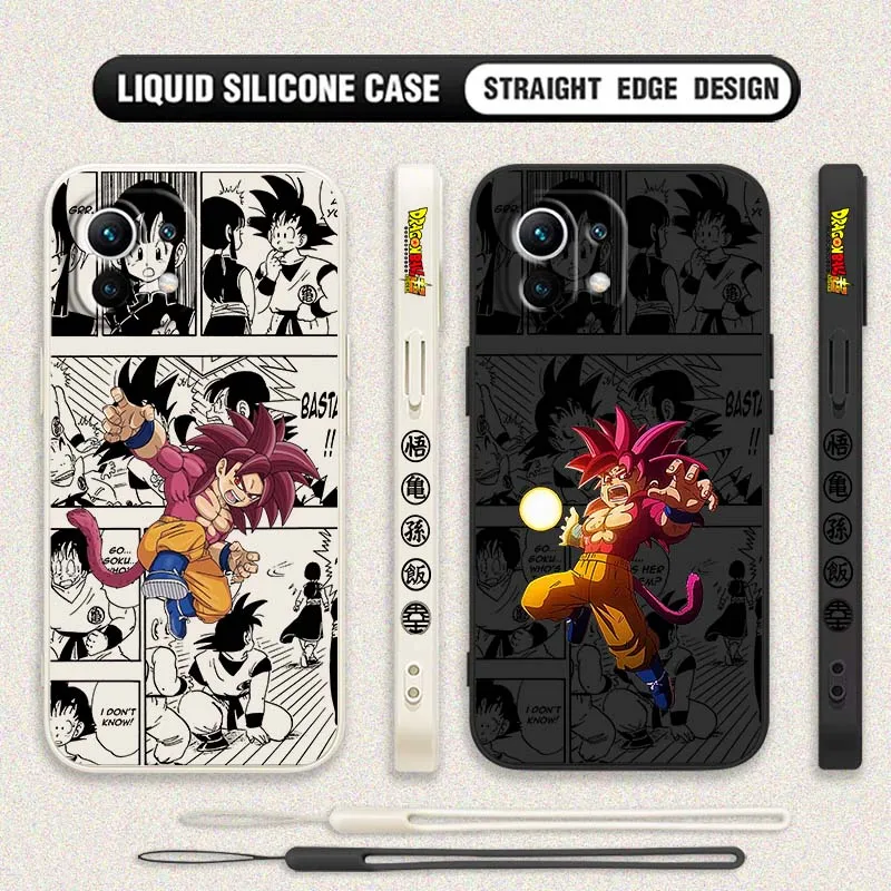 D-Dragon Ball Saiyan Son Goku Art For Xiaomi Mi 17 15 14 13 12 11 9 13T 12T Lite Pro Max 5G Liquid Left Rope Phone case Cover