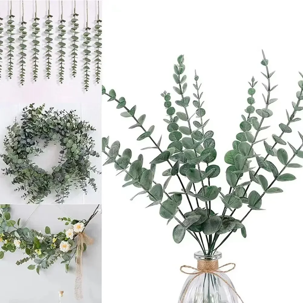 24PCS Simulation Of Eucalyptus Leaf Flower Decoration Of Eucalyptus Money Leaf Wedding Home Decoration