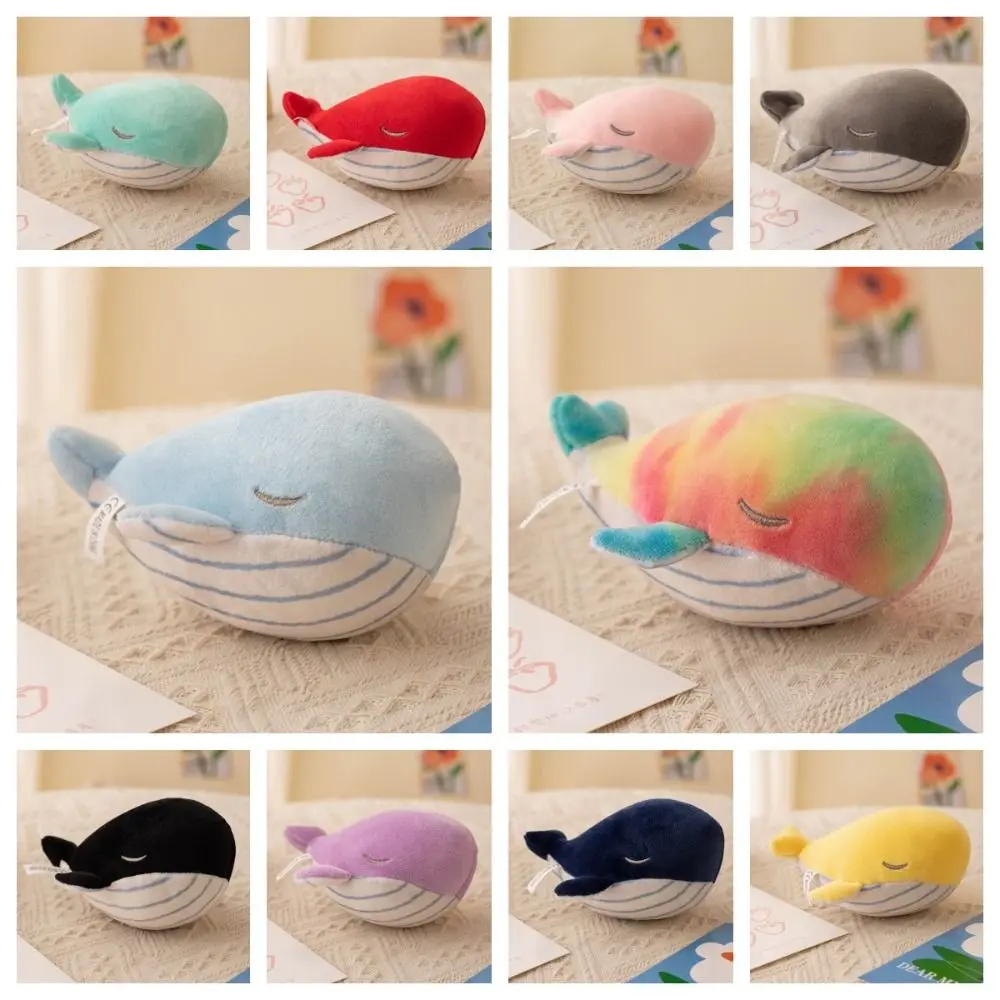 Kawaii PP Cotton Plush Whale Keychain Fluffy Collection Animal Whale Small Pendant Ins Simulation Whale Plush Toy Birthday Gift