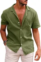 2023 Mens Linen Blouse Short Sleeve Baggy Buttons Summer Solid Comfortable Pure And Linen Casual Loose Holiday Shirts Tee Tops
