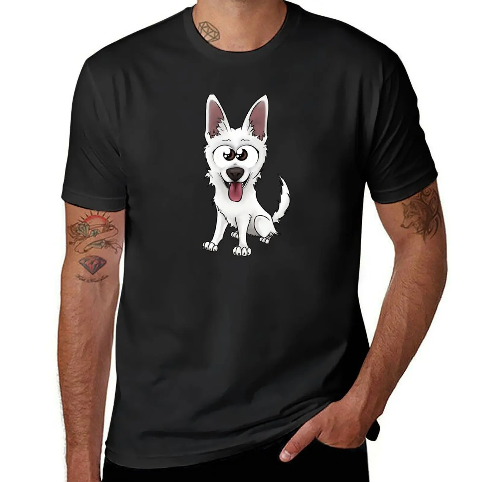 White Swiss Shepherd Dog, Calystar T-Shirt oversized oversizeds cute clothes plus size tops mens graphic t-shirts anime