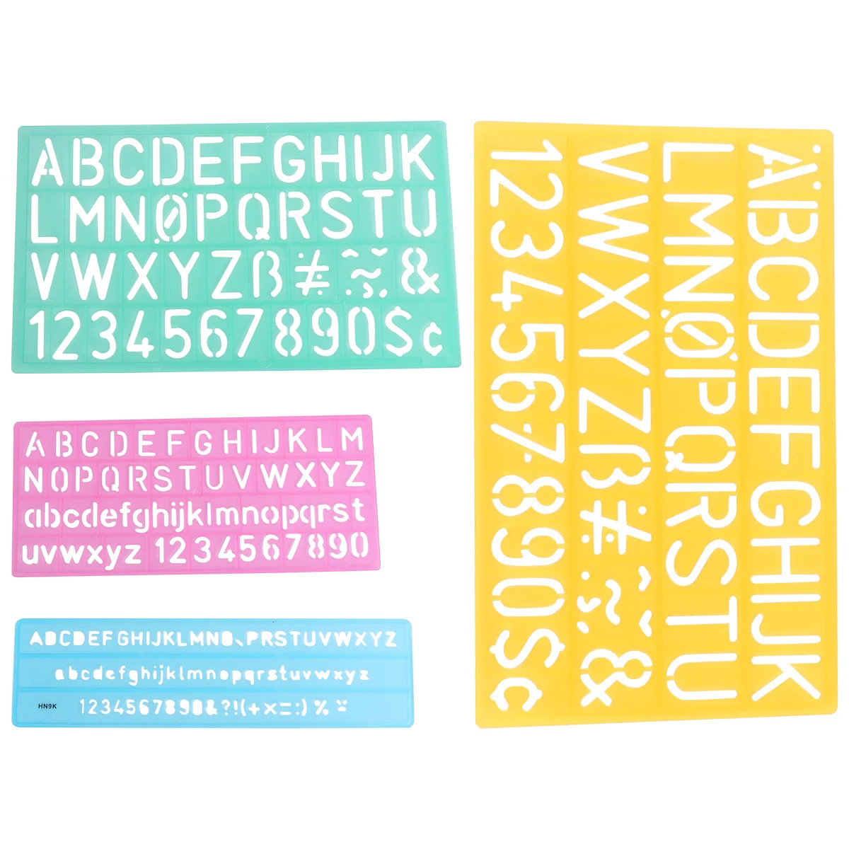4pcs Alphabet Template Rulers Plastic Hollow Letters Numbers Symbols Drawing Tools Painting Graffiti Rulers