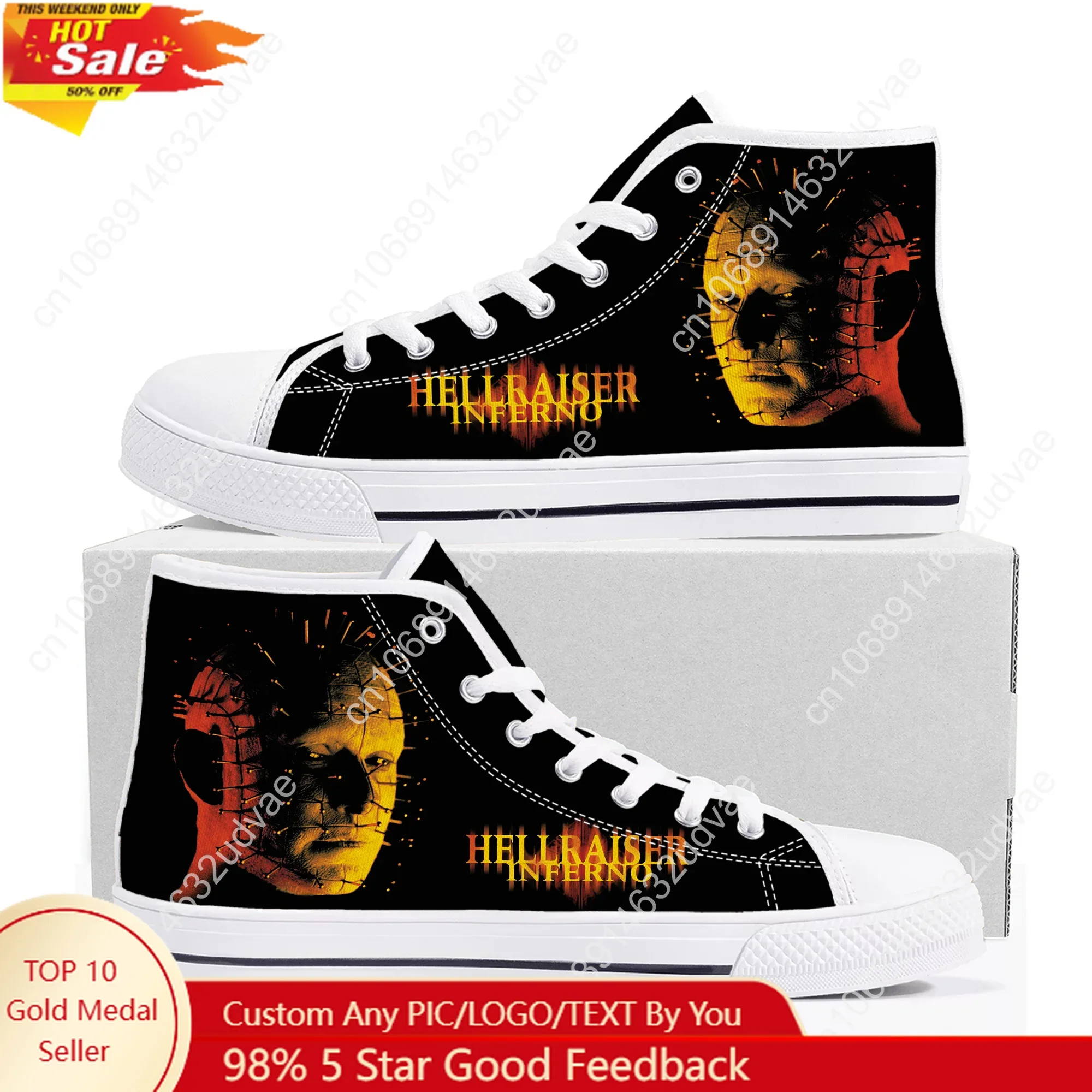 

Hellraiser High Top Shoes Men Women Teenager Canvas Sneaker High Quality Sneakers Couple Footwear Custom Shoe