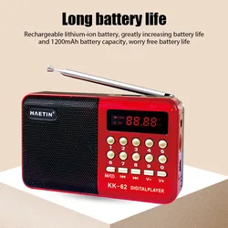 Portable Mini FM Radio Digital LED Display Speakers Support USB TF Card MP3 Player Rechargeable Speaker with FM Receiver