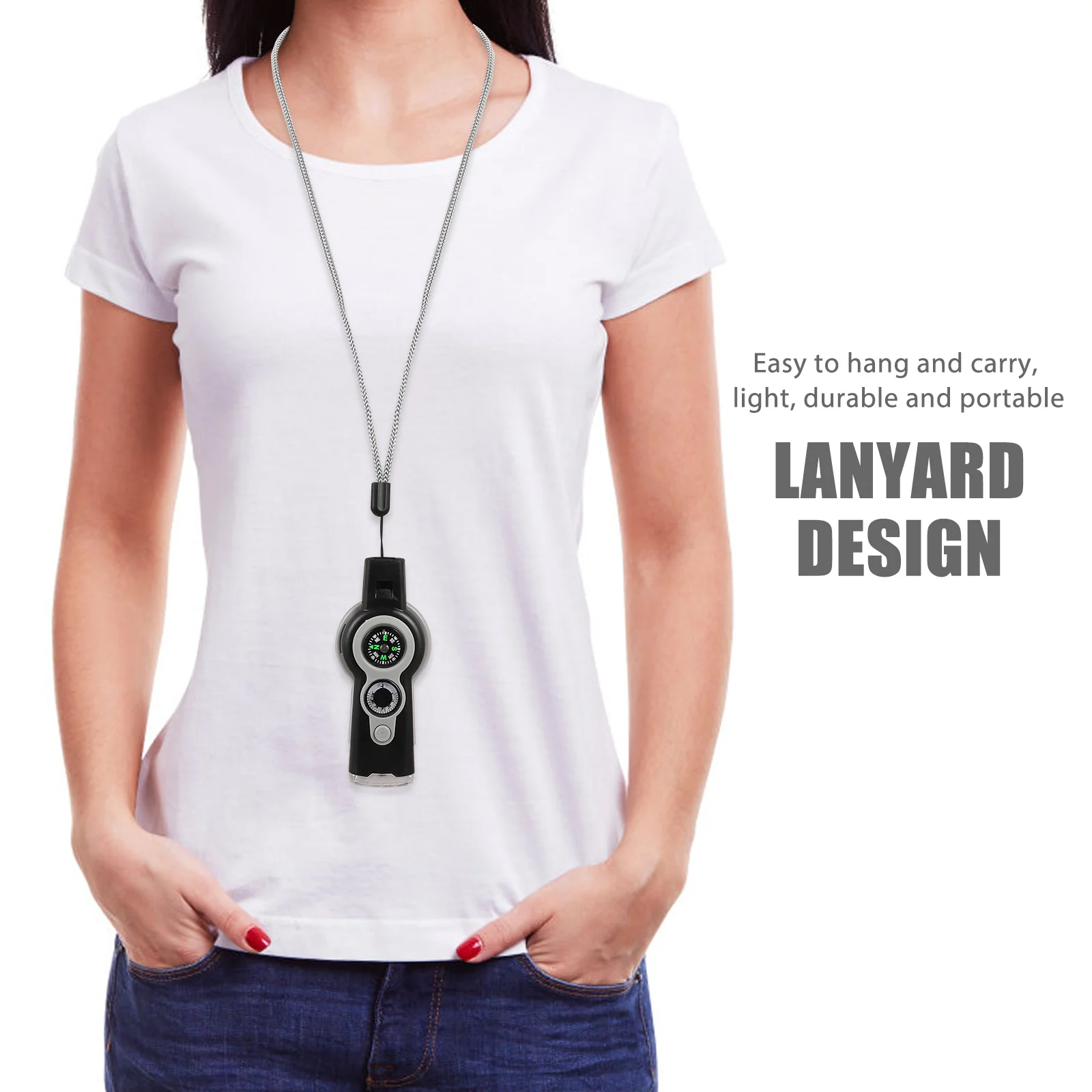 Gwizdek survivalowy wielofunkcyjny, kompas turystyczny, termometr, narzędzie ratunkowe, narzędzie ostrzegawcze na zewnątrz.