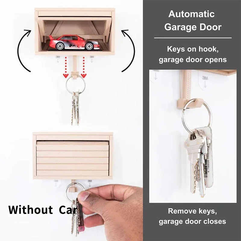 Soporte para llaves de garaje de coche con puerta abierta, organizador de llaves impreso en 3D divertido, montaje en pared, fácil instalación, estante para llaves para entrada, 1 ud.