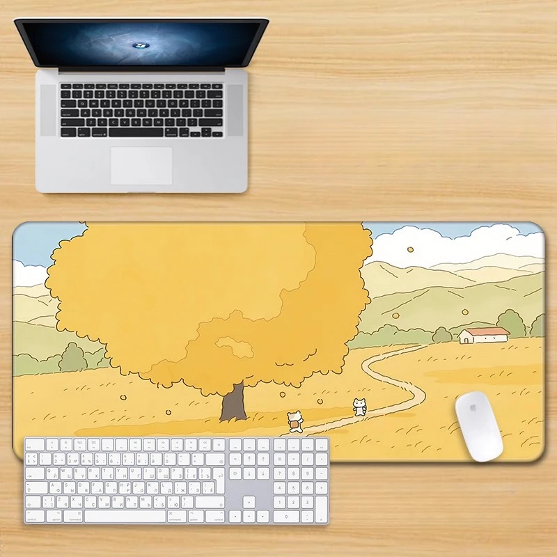イラストヒーリング部門 Pu レザーマウスパッド特大グリーンガールかわいいコンピュータキーボードパッド学生目の保護パッド
