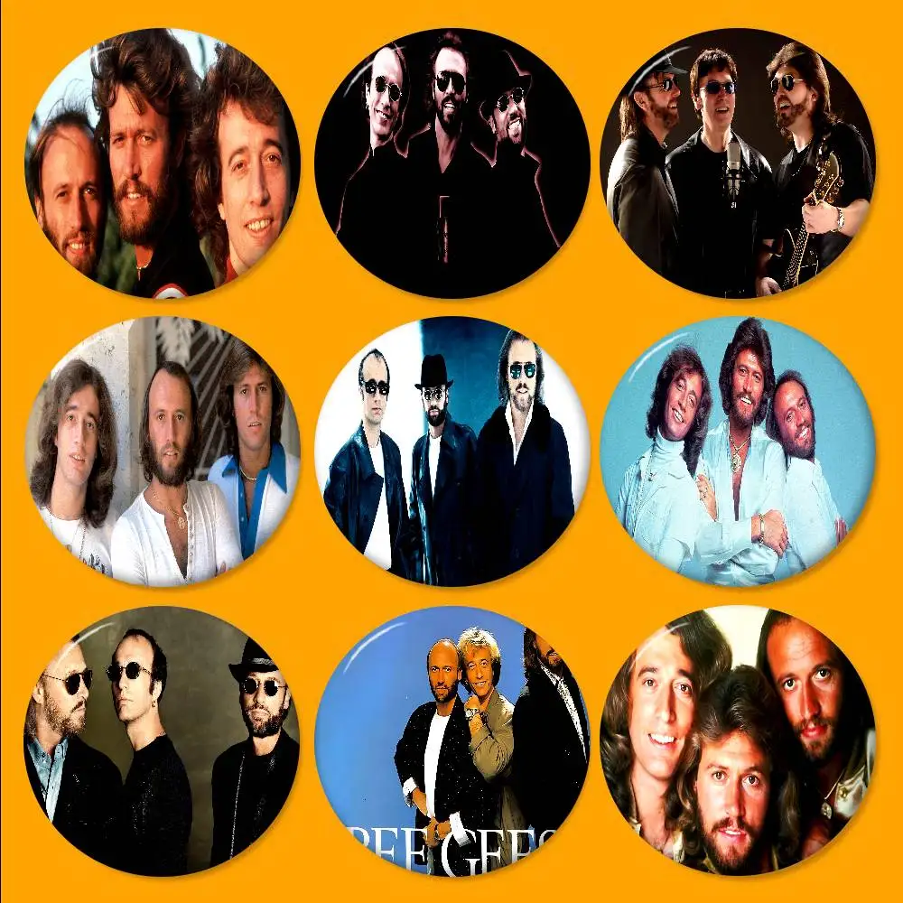 Bee Gees Band Round Button Pins Slogan Creative Brooches Backpack Clothes Decoration Fashion Cartoon Jewelry Gifts