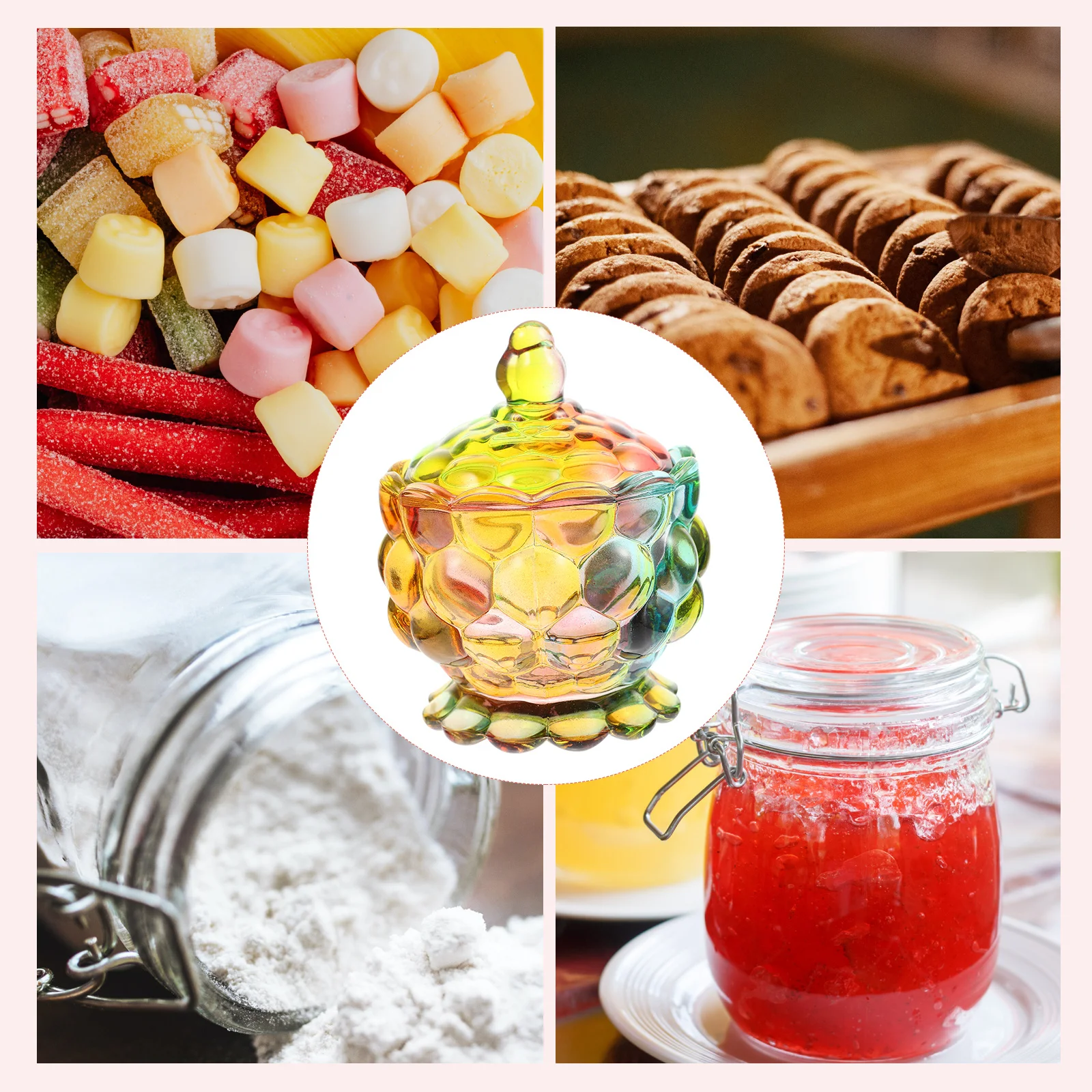 

Christmas Candy Bowl Decorative Jar with Lid for Glass Canister Container Food Storage