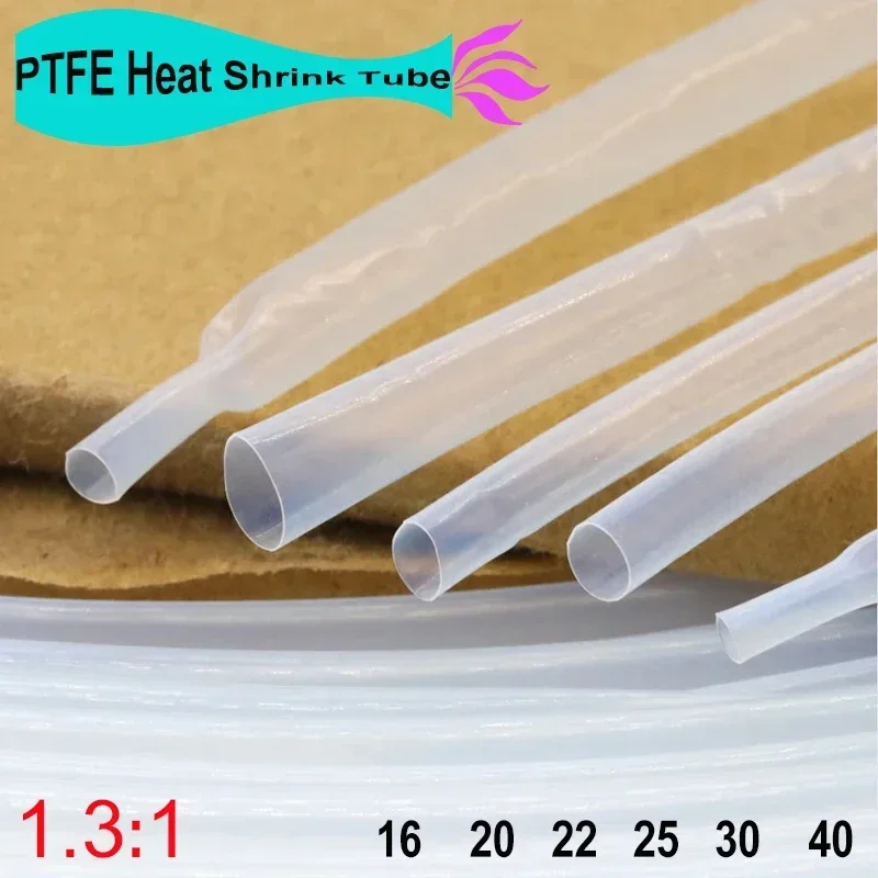 1/10/30Pcs Transparent Shrink Tube PTFE FEP 16mm ~ 40mm 1.3:1 Shrinkage 200℃ 600V High Temperature Pipe Heat Shrink Tube Clear