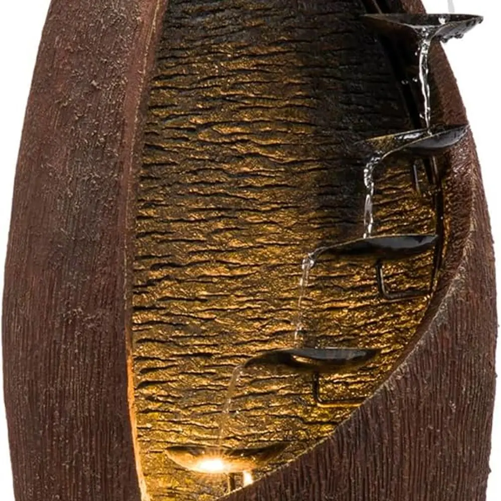 

Современный многоярусный бронзовый уличный фонтан, 43 светодиода с подсветкой для сада и патио, коричневый