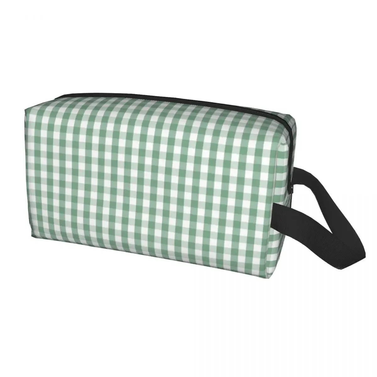 

Moss Green Mini Gingham Check Plaid Makeup Bag Women Travel Cosmetic Organizer Fashion Geometric Storage Toiletry Bags