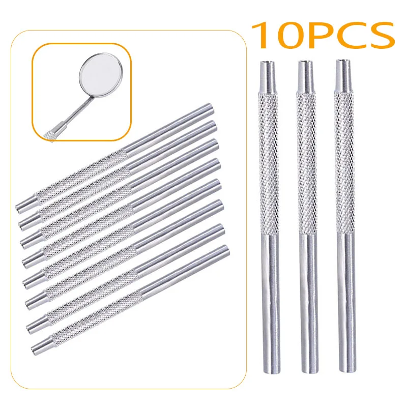 10Pcs Dental Mouth Mirror Handle Reflector Odontoscope Handle Checking Oral Detachable Handle Dental Tools