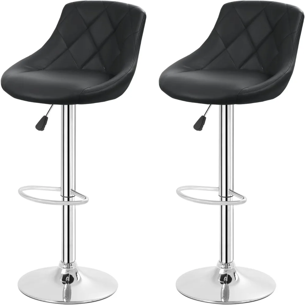 

Set of 2 Bar Stools Swivel Stool Height Adjustable Bar Chairs with Back PU Leather Swivel Bar Stool Kitchen