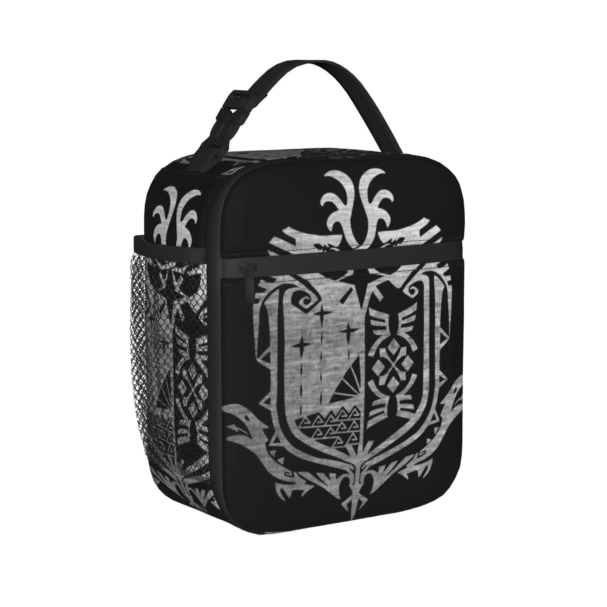Monster Hunter World Insulated Lunch Bags Thermal Bag Reusable,Meal Container Kanji MHW  Tote Lunch Box Food Handbags  Travel