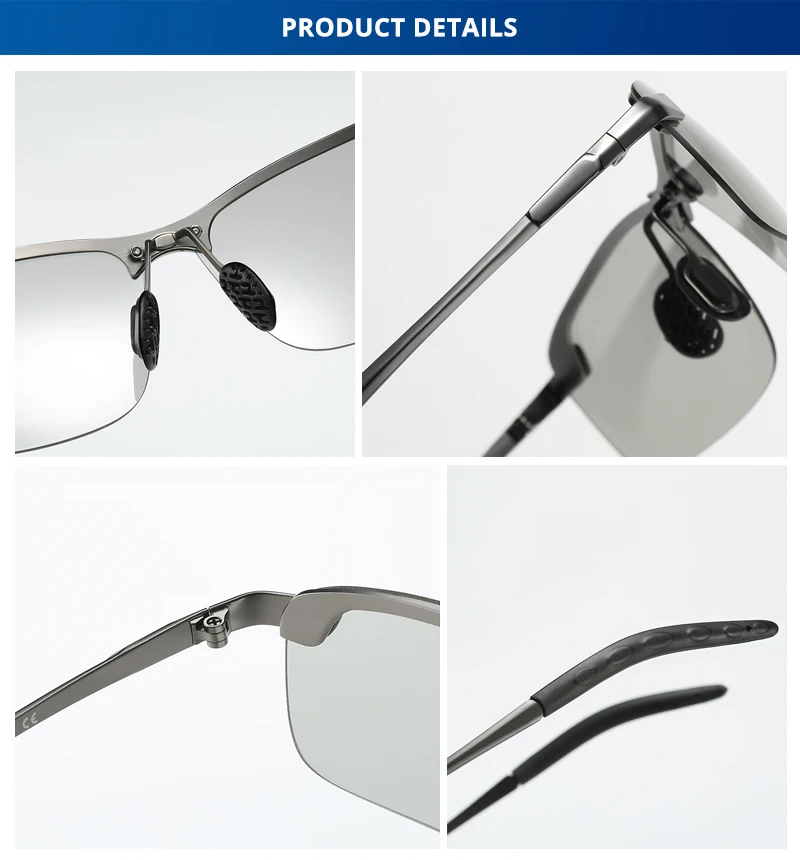 Vintage Photochrome Sonnenbrille Männer Mode Rechteck Polarisierte Sonnenbrille Männlich Fahren Chameleon Brillen Nachtsicht – Detail 15