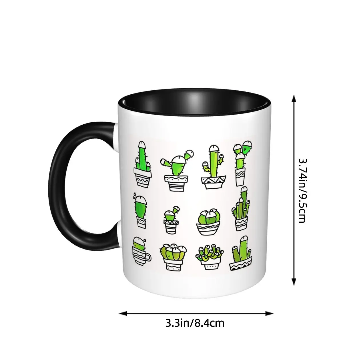 Cock Plants Cactus Green Watercolor Mug Funny Ceramic Coffee Cups Tea Mugs Milk Cup Drinkware Gift for Woman Man