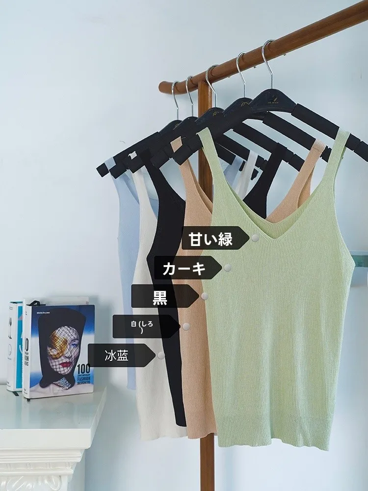 

Ele Silk Cotton Vest Knitted V-Ne Summer Outerwear Perfect Canion Casual Chic Commute Sle Regular Length Single Piece