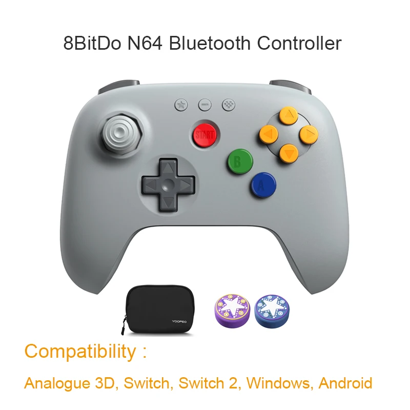 8BitDo N64 Bluetooth Controller for Analogue 3D, Nintendo Switch, Switch 2, Gaming Joystick Gamepad for Windows and Android image 3