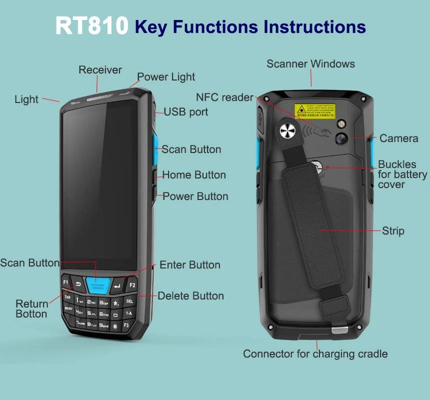 Imagem -05 - Rugline Pda Android Terminal Portátil Honeywell Scanner de Código de Barras 1d 2d qr Dispositivo Terminal Coletor de Dados Portátil com 4g Nfc