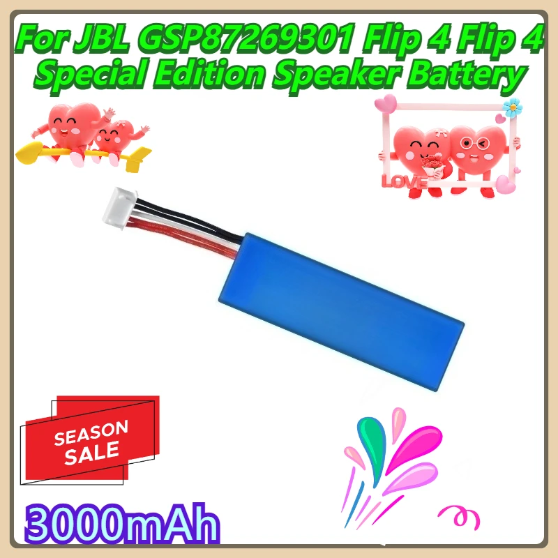 

3000mAh For JBL GSP87269301 Flip 4 Flip 4 Special Edition Speaker Battery