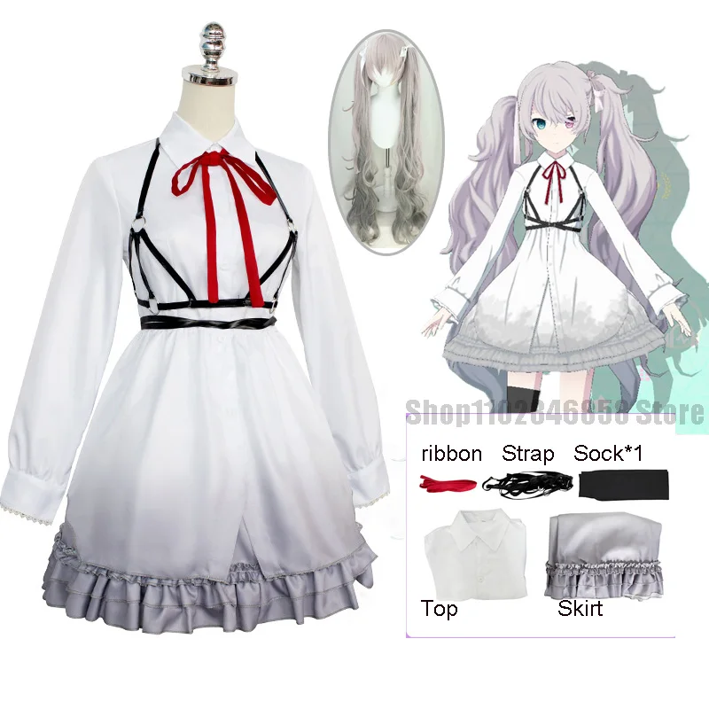 Project Sekai Colorful Stage! feat. Diva Cosplay Costume Wigs White Uniform Outfits Lolita Dress Cosplay Suit Grey Wig 1