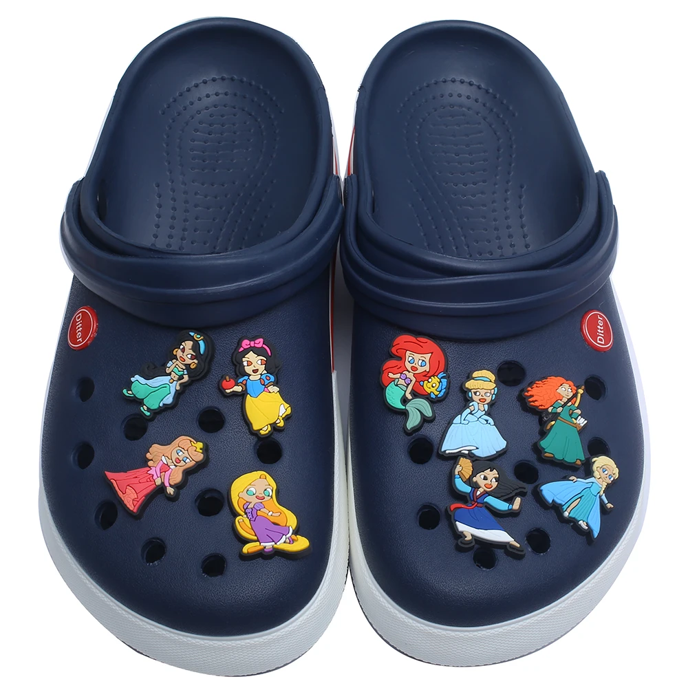 8-27pcs/set Disney Mermaid Princess series for Cartoon Shoe Charms Accessories Fit Shoes/Wristbands Classic Clog Kids Gifts