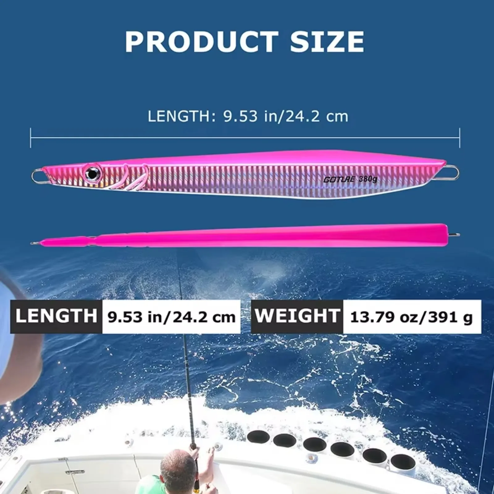 

Goture Лидер продаж, металлические приманки для джиг-приманки 390 г, 1 шт., быстро тонущие, устойчивые к коррозии, морская рыболовная приманка, рыболовная приманка, снасти для морского окуня