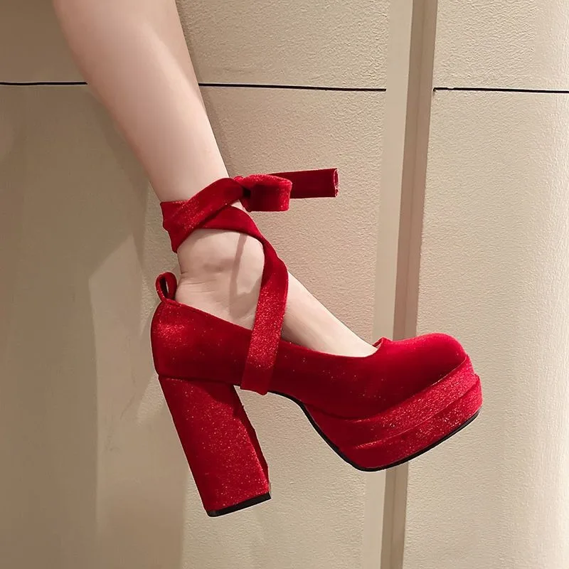 

Women Shoes Mary Janes Fashion Thick Heel High Heels Luxury Wedding Shoes for Women Designer Platform Pumps Lolita Dress Pumps